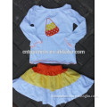 2014 new girls halloween outfit pumpkin outfit candy corn outfit
